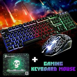 T6 Rainbow Backlit USB Wired Gaming Keyboard Mouse Pad Set For PS4 PS3 XBOX PC