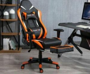 Game Chair Office PU Leather Chair massage chair Adjustable 360° Black & Orange