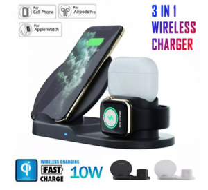  כל מה שיוטיוברים וגיימרים צריכים  גאדג'ט 3 in 1 Wireless Charger Fast Charging Dock Station For iPhone Apple Watch Airpod
